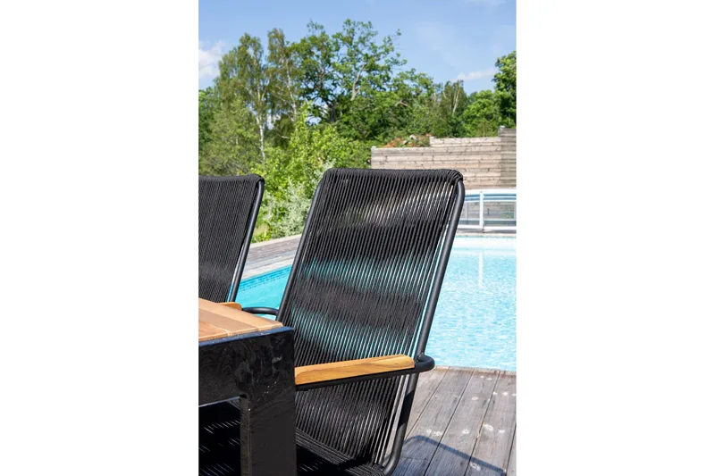 Bois Matgrupp Utomhus 200cm + 6 Karmstolar - Svart - Utemöbler - Utegrupp - Matgrupper utomhus