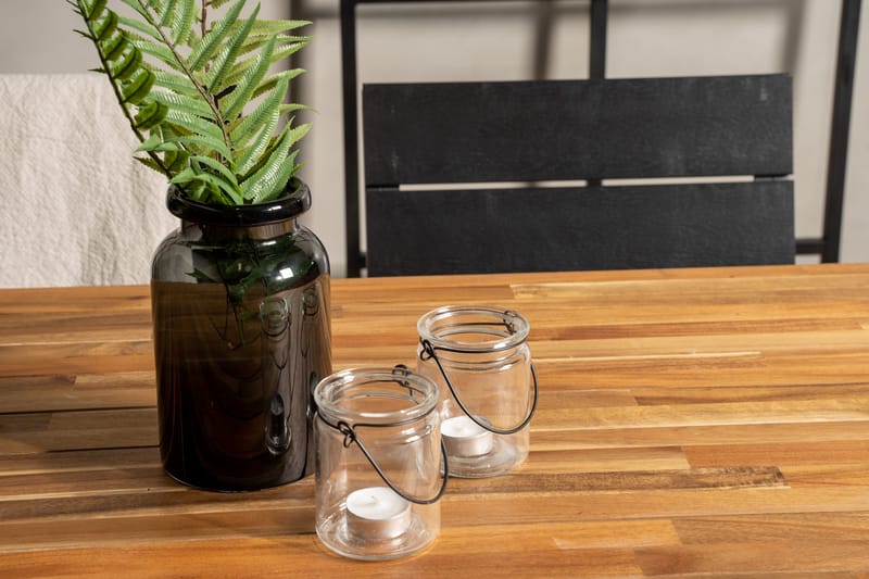 Bois Matgrupp Utomhus 200cm + 6 Levels Stapelbara Matstolar - Svart - Utemöbler - Utegrupp - Matgrupper utomhus