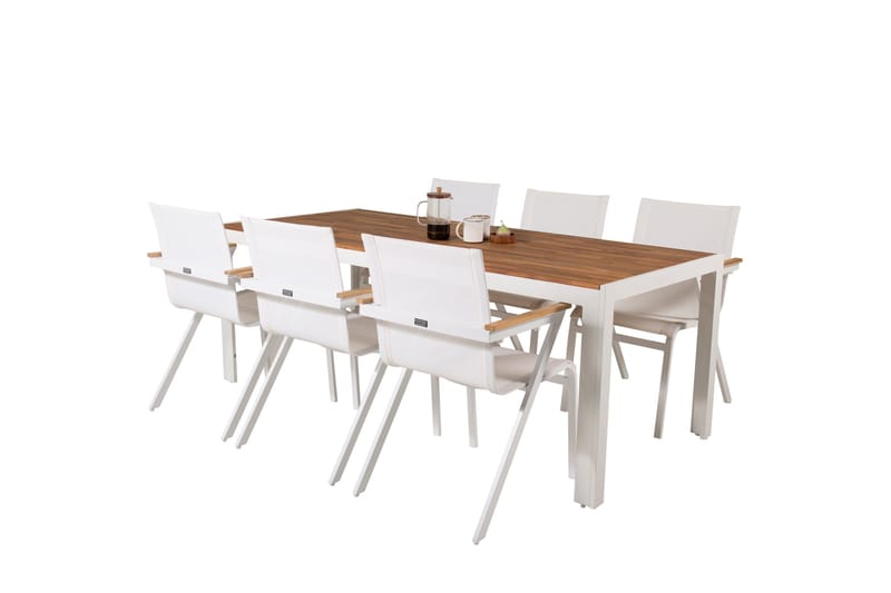 Bois Matgrupp Utomhus 200cm + 6 Mexico Karmstolar - Natur - Utemöbler - Utegrupp - Matgrupper utomhus