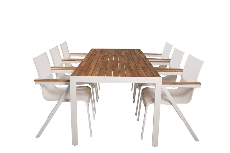 Bois Matgrupp Utomhus 200cm + 6 Mexico Karmstolar - Natur - Utemöbler - Utegrupp - Matgrupper utomhus