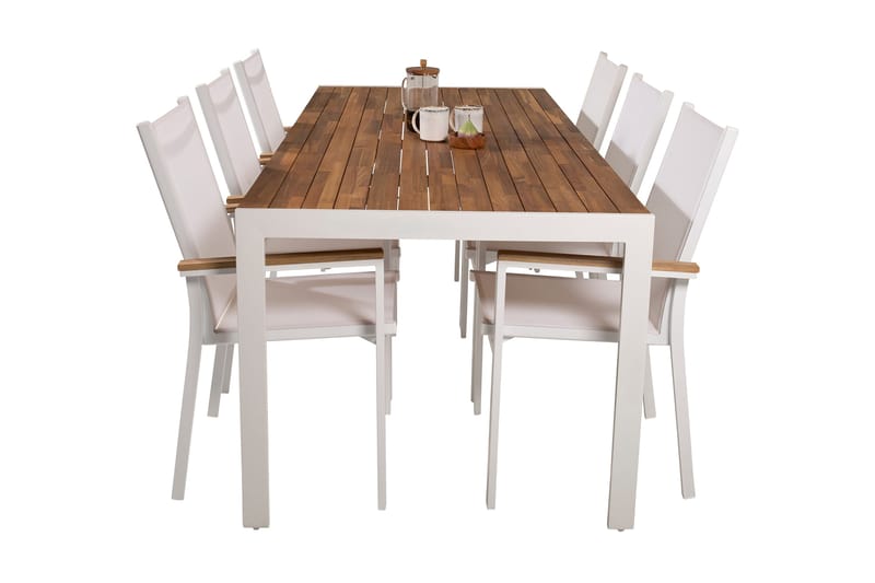 Bois Matgrupp Utomhus 200cm + 6 Texas Karmstolar - Svart/Grå - Utemöbler - Utegrupp - Matgrupper utomhus