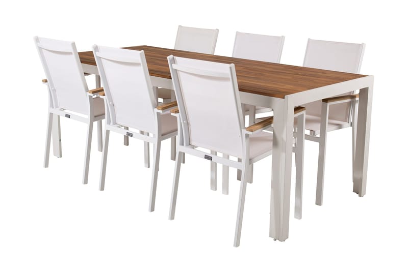 Bois Matgrupp Utomhus 200cm + 6 Texas Karmstolar - Svart/Grå - Utemöbler - Utegrupp - Matgrupper utomhus