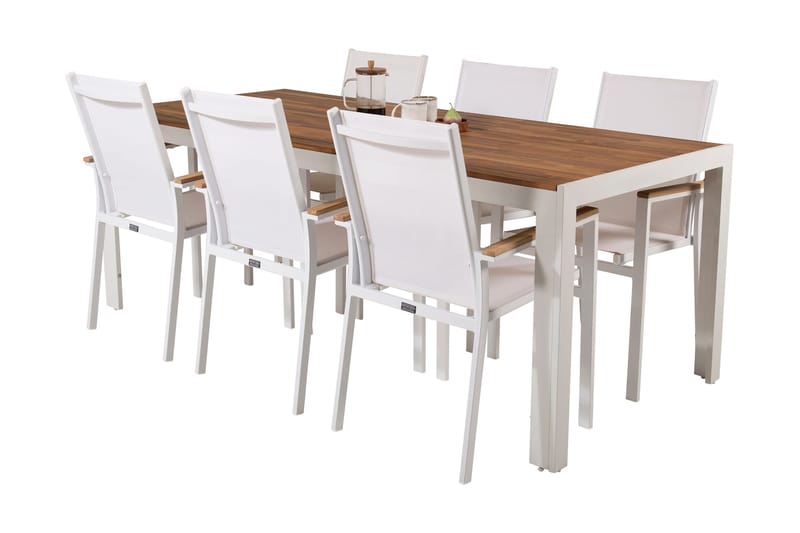 Bois Matgrupp Utomhus 200cm + 6 Texas Karmstolar - Svart/Grå - Utemöbler - Utegrupp - Matgrupper utomhus