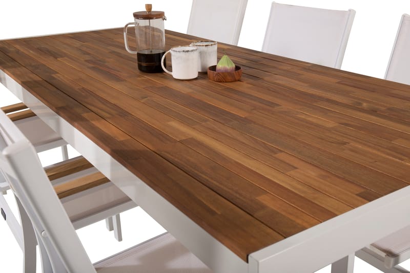 Bois Matgrupp Utomhus 200cm + 6 Texas Karmstolar - Svart/Grå - Utemöbler - Utegrupp - Matgrupper utomhus