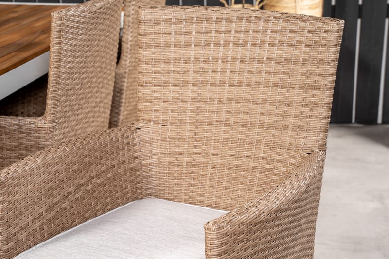 Bois Matgrupp Utomhus 205 cm + 6 st Malin Matstol - Beige/Brun - Utemöbler - Utegrupp - Matgrupper utomhus