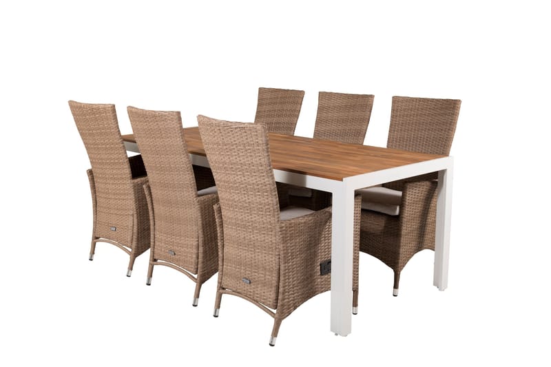 Bois Matgrupp Utomhus 205 cm + 6 st Padova Utefåtölj - Brun - Utemöbler - Utegrupp - Matgrupper utomhus