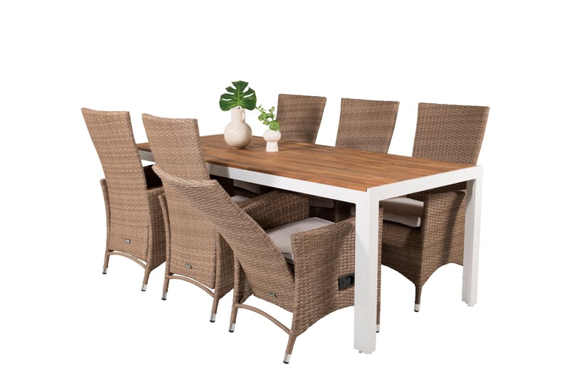 Bois Matgrupp Utomhus 205 cm + 6 st Padova Utefåtölj - Brun - Utemöbler - Utegrupp - Matgrupper utomhus