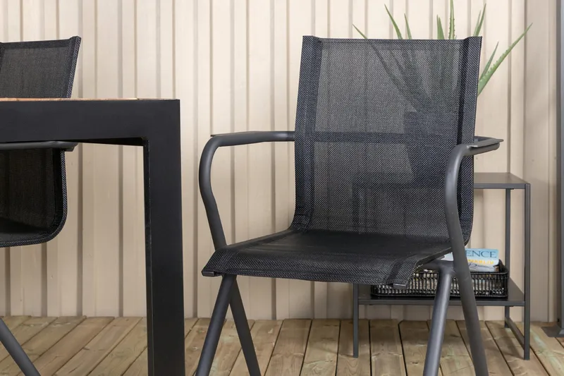 Bois Matgrupp Utomhus 205cm + 6 Alina Matstolar - Brun/Vit - Utemöbler - Utegrupp - Matgrupper utomhus