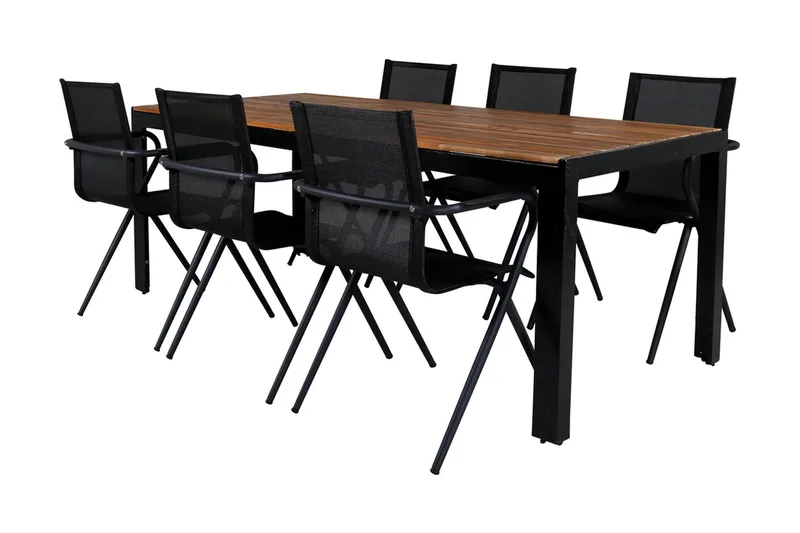 Bois Matgrupp Utomhus 205cm + 6 Alina Matstolar - Brun/Vit - Utemöbler - Utegrupp - Matgrupper utomhus