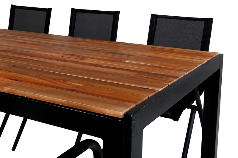 Bois Matgrupp Utomhus 205cm + 6 Alina Matstolar - Brun/Vit - Utemöbler - Utegrupp - Matgrupper utomhus