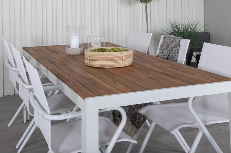 Bois Matgrupp Utomhus 205cm + 6 Alina Matstolar - Vit - Utemöbler - Utegrupp - Matgrupper utomhus