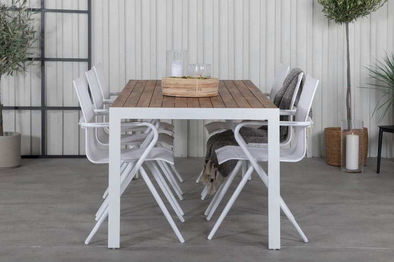Bois Matgrupp Utomhus 205cm + 6 Alina Matstolar - Vit - Utemöbler - Utegrupp - Matgrupper utomhus