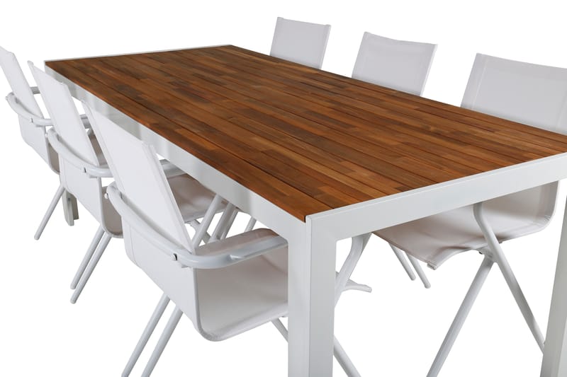 Bois Matgrupp Utomhus 205cm + 6 Alina Matstolar - Vit - Utemöbler - Utegrupp - Matgrupper utomhus