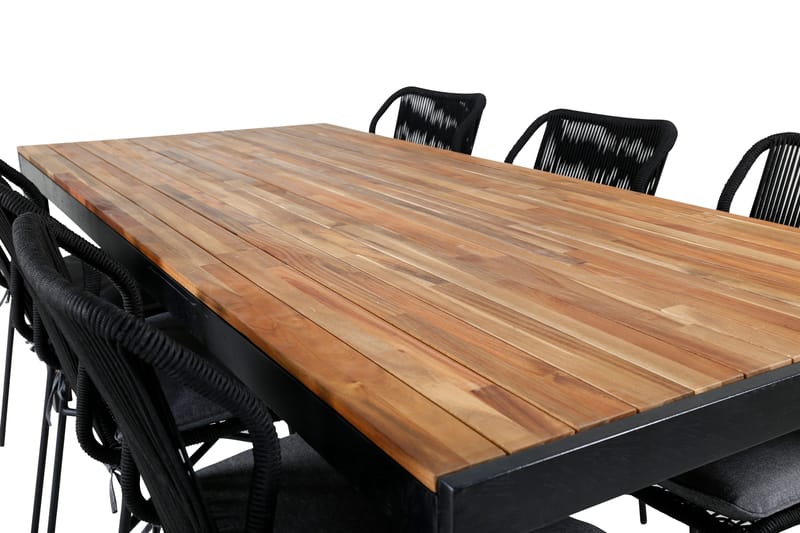 Bois Matgrupp Utomhus 205cm + 6 Julian Matstolar - Svart/Brun - Utemöbler - Utegrupp - Matgrupper utomhus