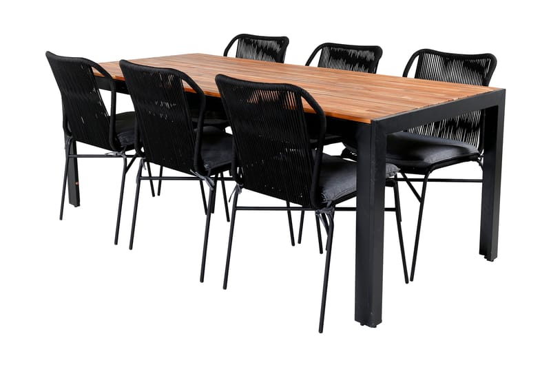 Bois Matgrupp Utomhus 205cm + 6 Julian Matstolar - Svart/Brun - Utemöbler - Utegrupp - Matgrupper utomhus