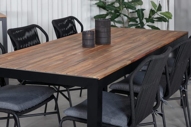 Bois Matgrupp Utomhus 205cm + 6 Julian Matstolar - Svart/Brun - Utemöbler - Utegrupp - Matgrupper utomhus