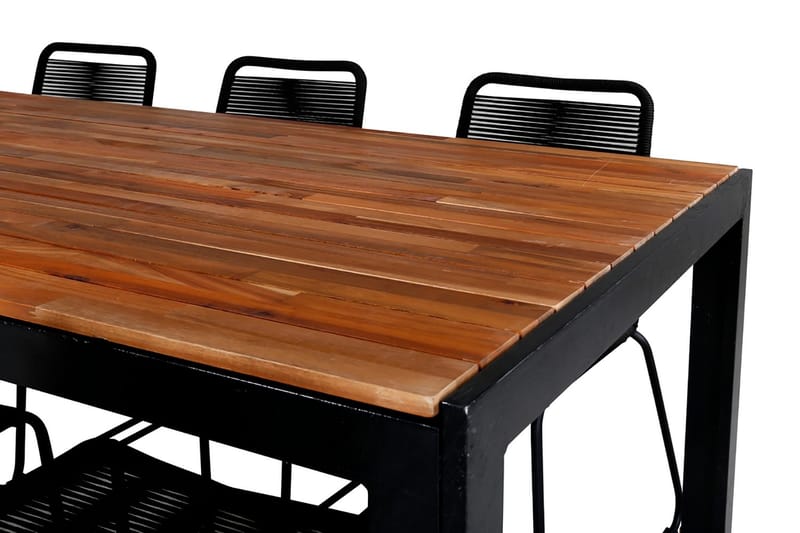Bois Matgrupp Utomhus 205cm + 6 Lindos Stapelbara Matstolar - Svart/Grå - Utemöbler - Utegrupp - Matgrupper utomhus