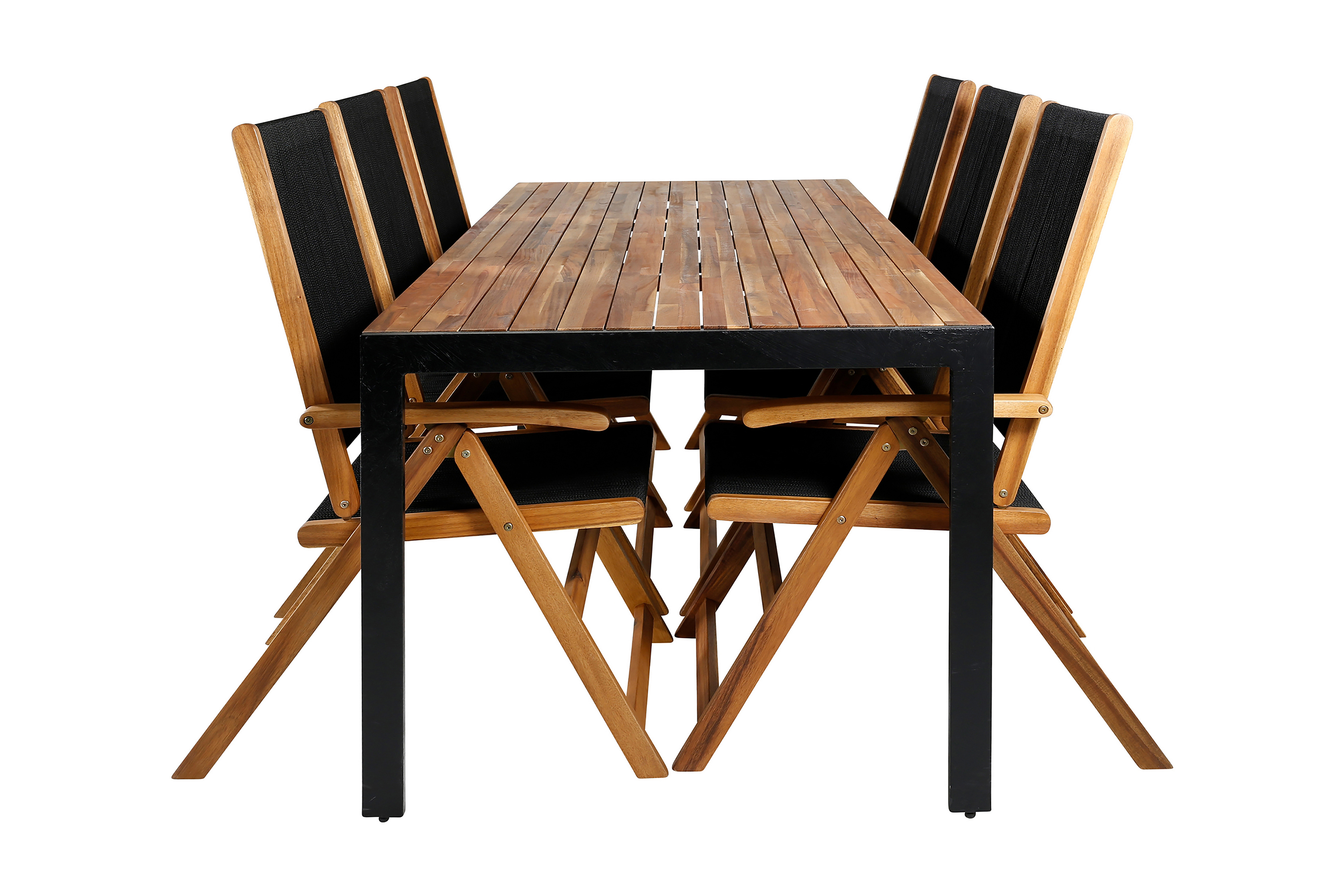 bois matgrupp utomhus 205cm + 6 little john matstolar - svart/grå