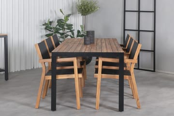 Bois Matgrupp Utomhus 205cm + 6 Venice Stapelbara Matstolar - Vit - Utemöbler - Utegrupp - Matgrupper utomhus