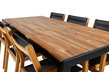 Bois Matgrupp Utomhus 205cm + 6 Venice Stapelbara Matstolar - Vit - Utemöbler - Utegrupp - Matgrupper utomhus