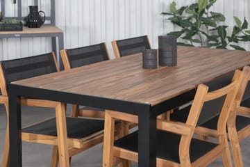Bois Matgrupp Utomhus 205cm + 6 Venice Stapelbara Matstolar - Vit - Utemöbler - Utegrupp - Matgrupper utomhus