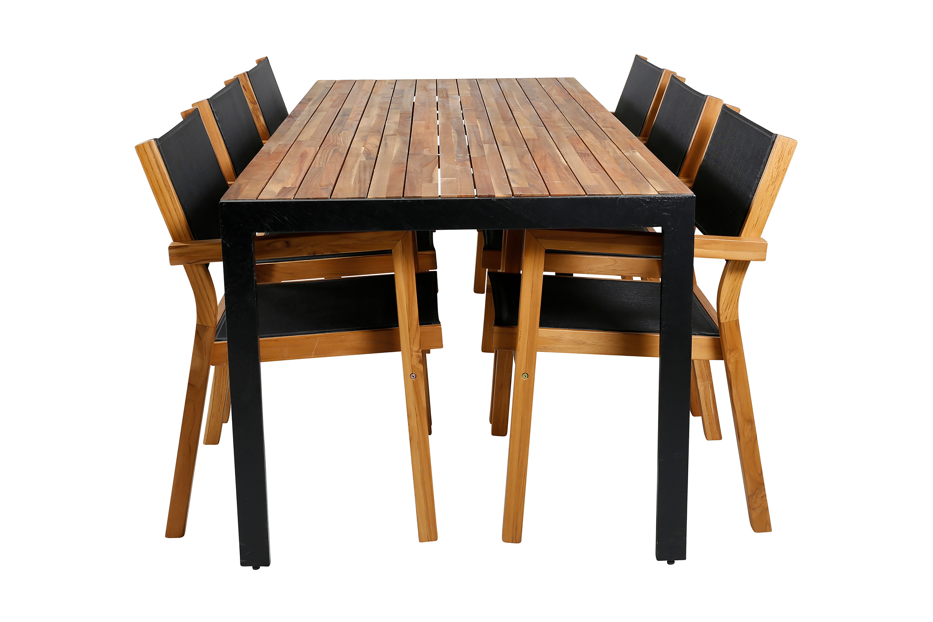 bois matgrupp utomhus 205cm + 6 venice stapelbara matstolar - vit