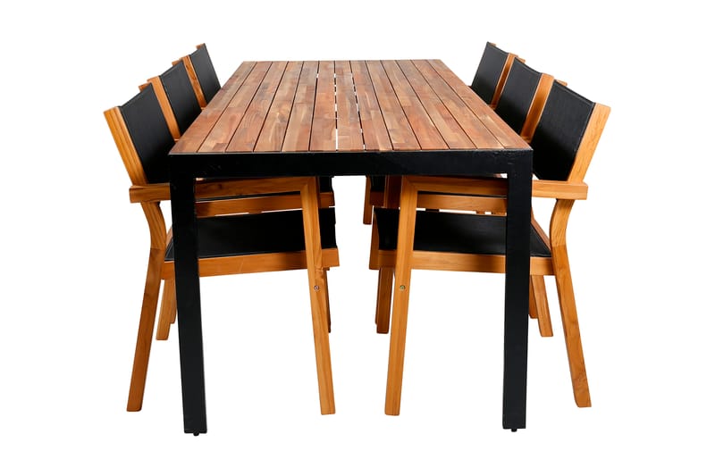 Bois Matgrupp Utomhus 205cm + 6 Venice Stapelbara Matstolar - Vit - Utemöbler - Utegrupp - Matgrupper utomhus