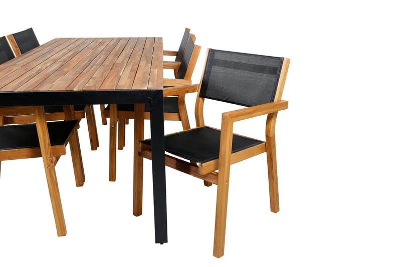 Bois Matgrupp Utomhus 205cm + 6 Venice Stapelbara Matstolar - Vit - Utemöbler - Utegrupp - Matgrupper utomhus