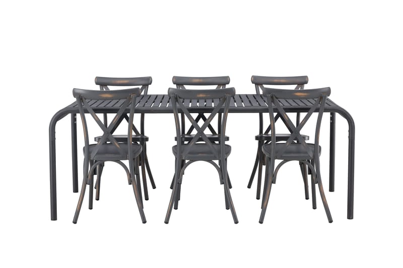Borneo Matgrupp Utomhus 200 cm + 6 st Tablas Matstolar - Mörkgrå/Svart - Utemöbler - Utegrupp - Matgrupper utomhus