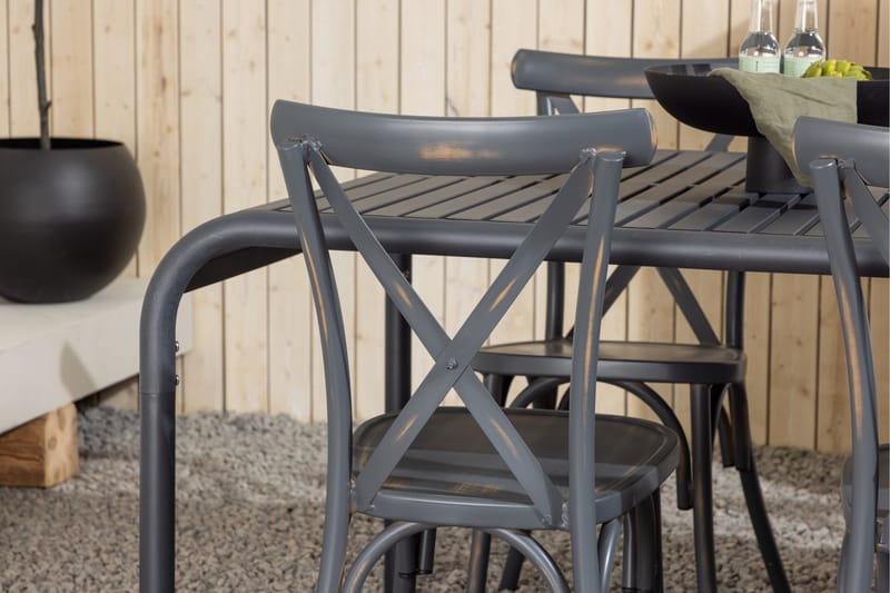 Borneo Matgrupp Utomhus 200 cm + 6 st Tablas Matstolar - Mörkgrå/Svart - Utemöbler - Utegrupp - Matgrupper utomhus