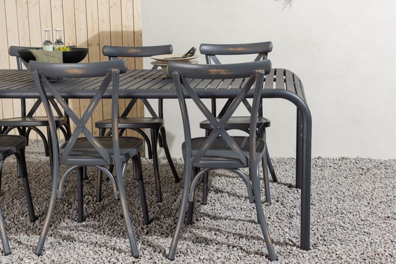 Borneo Matgrupp Utomhus 200 cm + 6 st Tablas Matstolar - Mörkgrå/Svart - Utemöbler - Utegrupp - Matgrupper utomhus
