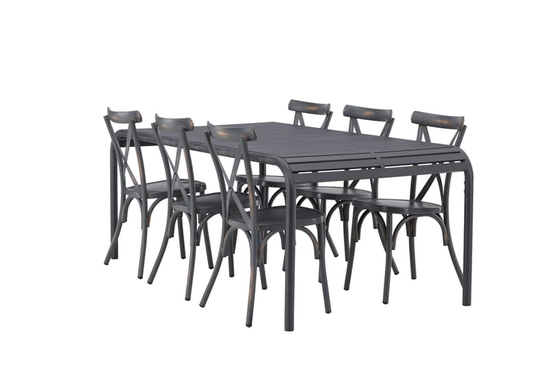 Borneo Matgrupp Utomhus 200 cm + 6 st Tablas Matstolar - Mörkgrå/Svart - Utemöbler - Utegrupp - Matgrupper utomhus