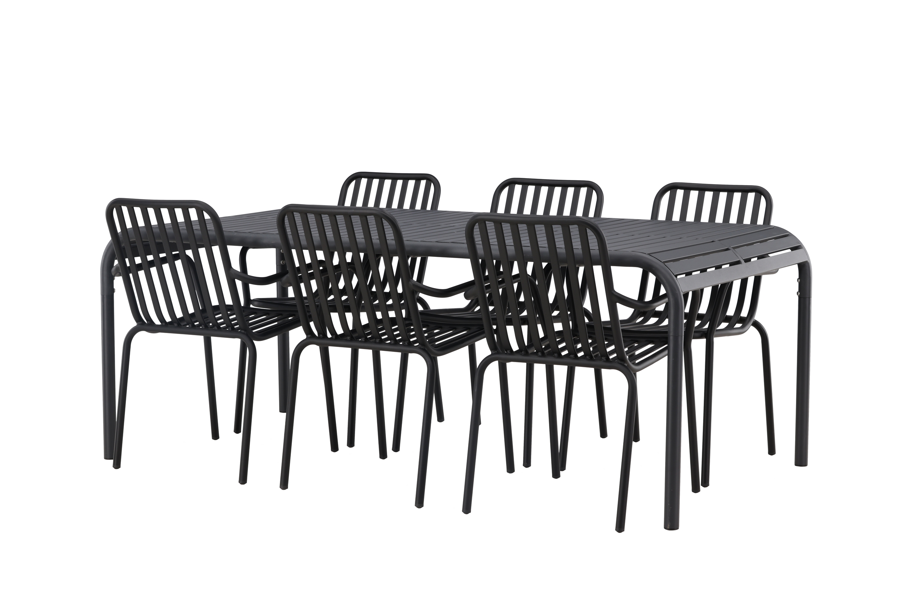 borneo matgrupp utomhus 200 cm + 6 st peking karmstolar - svart