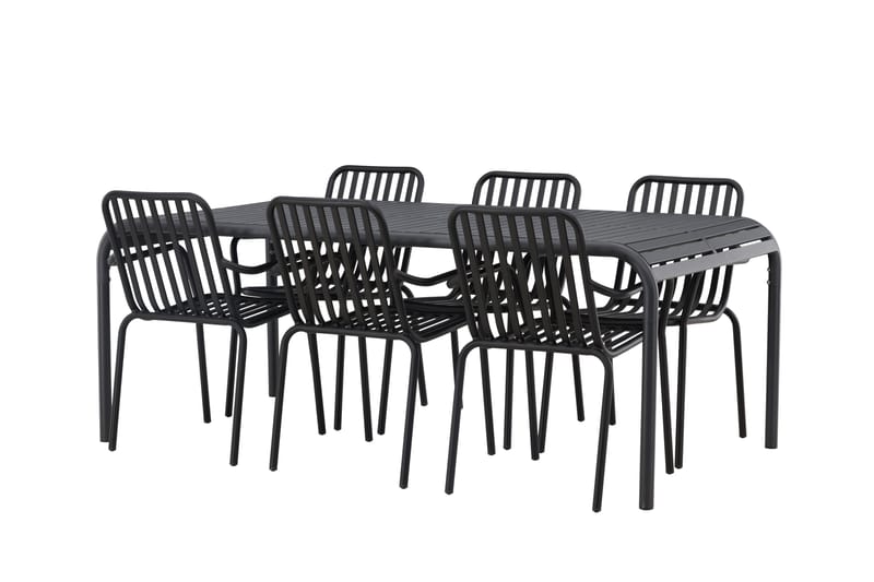 Borneo Matgrupp Utomhus 200 cm + 6 st Peking Karmstolar, Svart