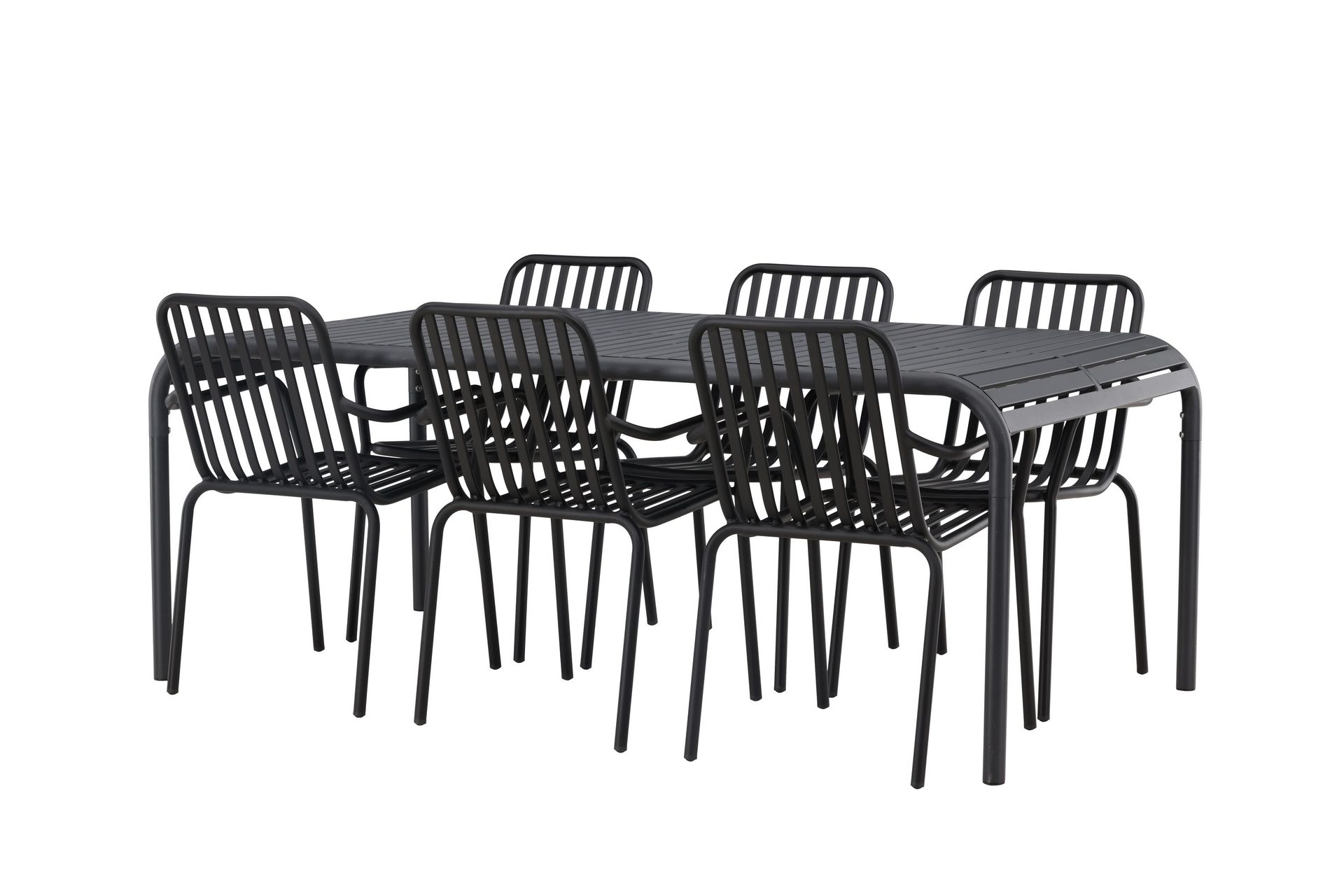 Borneo Matgrupp Utomhus 200 cm + 6 st Peking Karmstolar - Svart