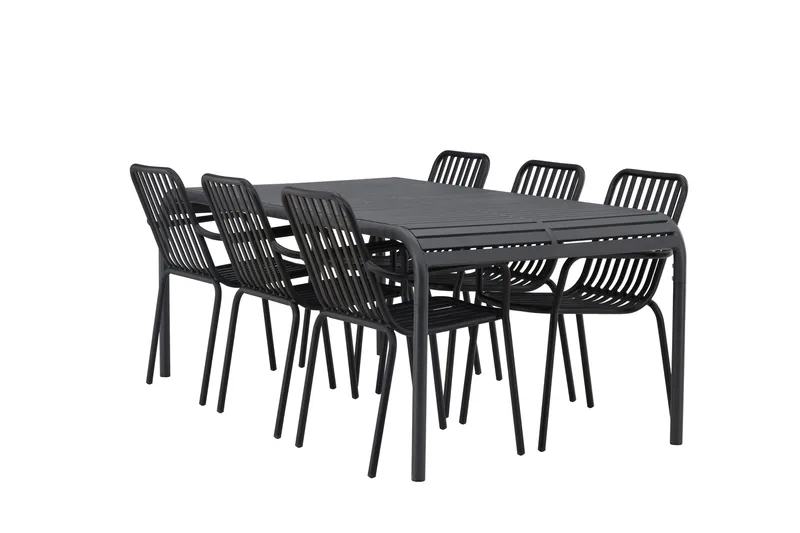 Borneo Matgrupp Utomhus 200 cm + 6 st Peking Karmstolar - Svart - Utemöbler - Utegrupp - Matgrupper utomhus