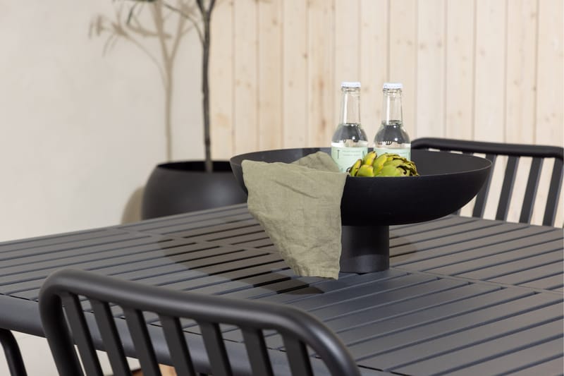 Borneo Matgrupp Utomhus 200 cm + 6 st Peking Karmstolar - Svart - Utemöbler - Utegrupp - Matgrupper utomhus