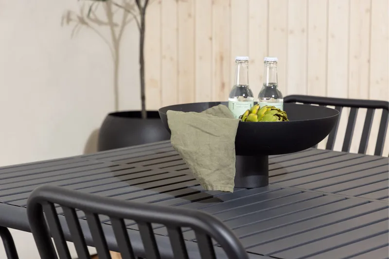 Borneo Matgrupp Utomhus 200 cm + 6 st Peking Karmstolar - Svart - Utemöbler - Utegrupp - Matgrupper utomhus