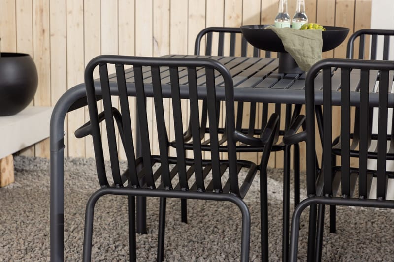 Borneo Matgrupp Utomhus 200 cm + 6 st Peking Karmstolar - Svart - Utemöbler - Utegrupp - Matgrupper utomhus