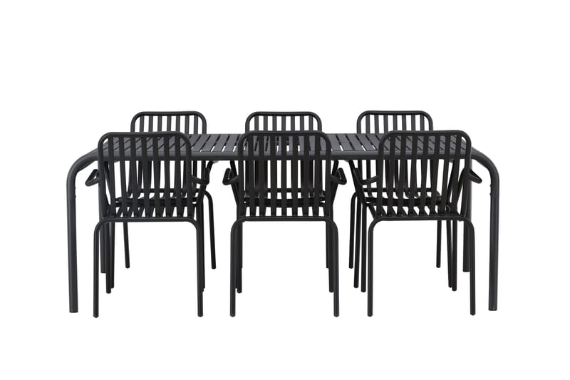 Borneo Matgrupp Utomhus 200 cm + 6 st Peking Karmstolar - Svart - Utemöbler - Utegrupp - Matgrupper utomhus