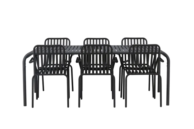 Borneo Matgrupp Utomhus 200 cm + 6 st Peking Karmstolar - Svart - Utemöbler - Utegrupp - Matgrupper utomhus