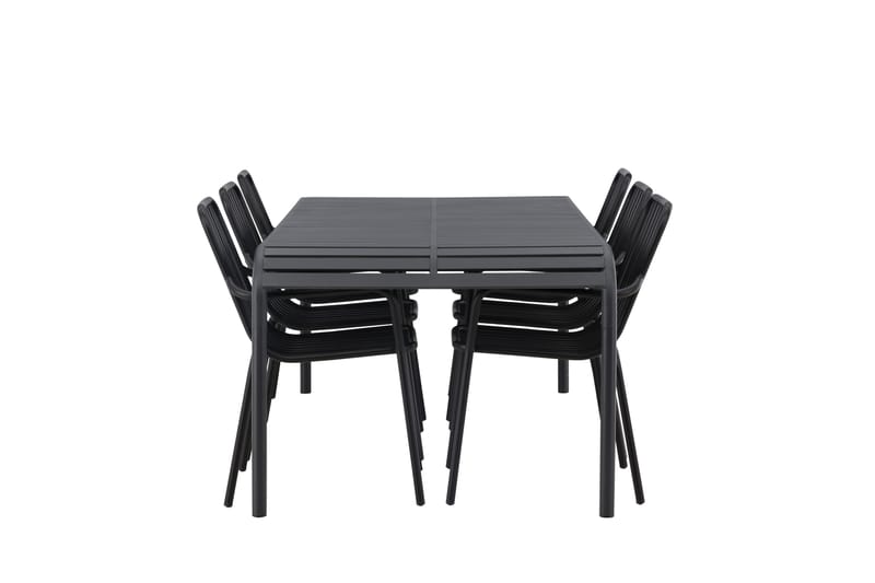 Borneo Matgrupp Utomhus 200 cm + 6 st Peking Karmstolar - Svart - Utemöbler - Utegrupp - Matgrupper utomhus