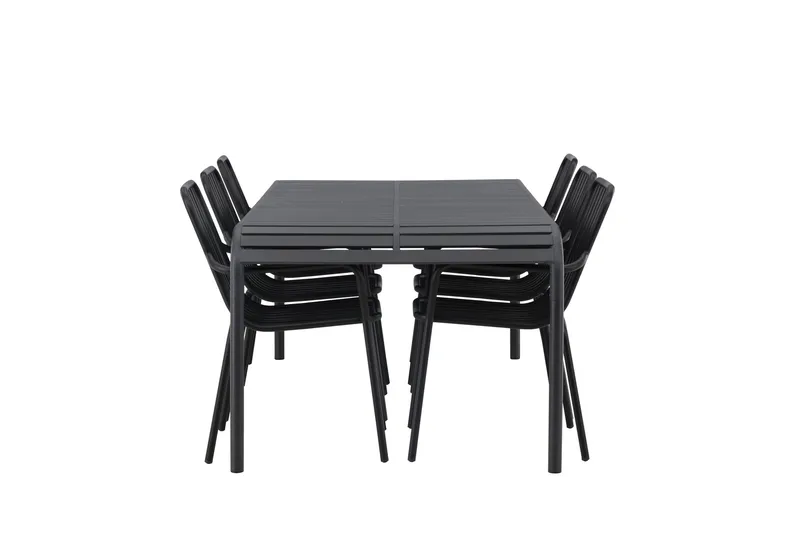 Borneo Matgrupp Utomhus 200 cm + 6 st Peking Karmstolar - Svart - Utemöbler - Utegrupp - Matgrupper utomhus