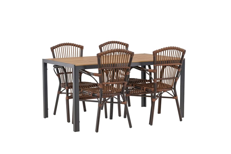 Break Matgrupp 150 cm + 4 st Galera Karmstolar Brun - Brun - Utemöbler - Utegrupp - Matgrupper utomhus