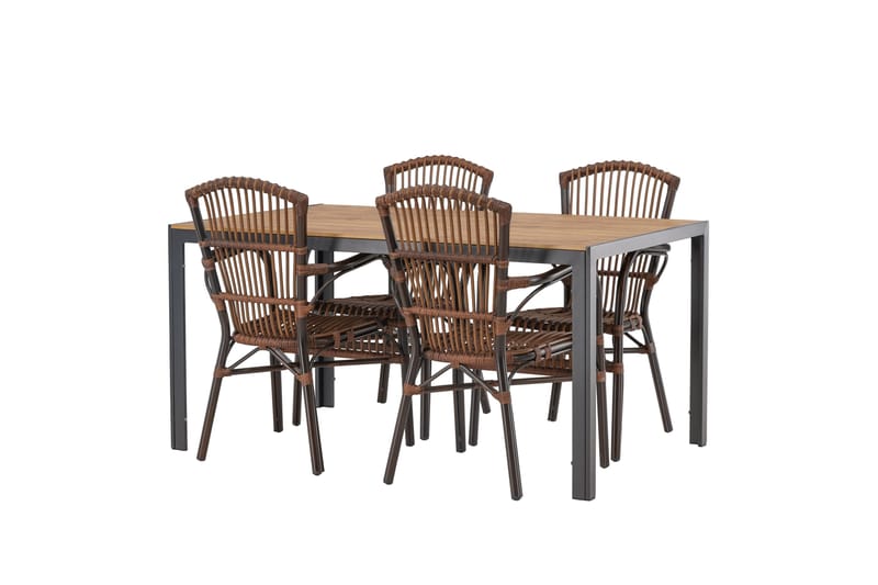 Break Matgrupp 150 cm + 4 st Galera Karmstolar Brun - Brun - Utemöbler - Utegrupp - Matgrupper utomhus