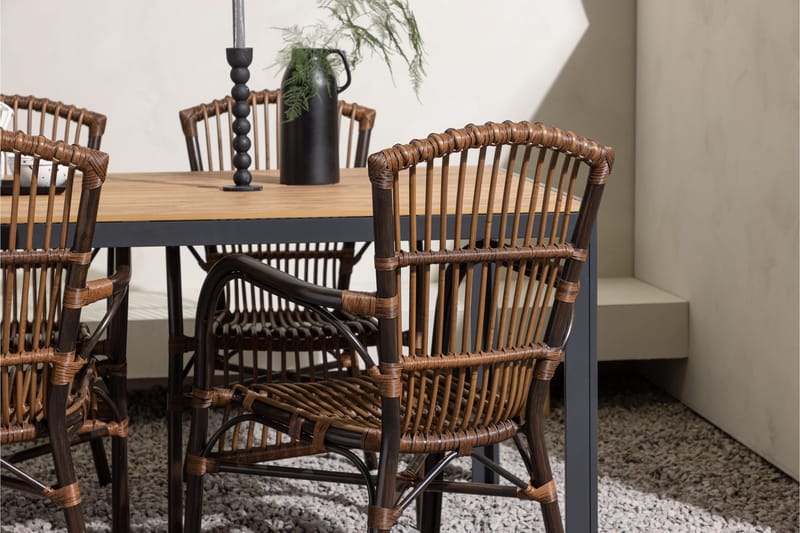 Break Matgrupp 150 cm + 4 st Galera Karmstolar Brun - Brun - Utemöbler - Utegrupp - Matgrupper utomhus