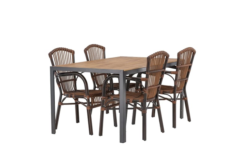 Break Matgrupp 150 cm + 4 st Galera Karmstolar Brun - Brun - Utemöbler - Utegrupp - Matgrupper utomhus