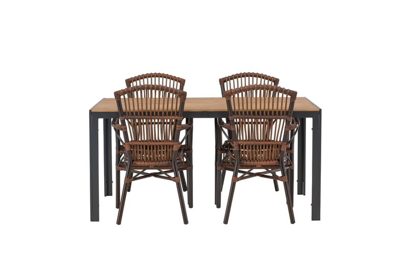 Break Matgrupp 150 cm + 4 st Galera Karmstolar Brun - Brun - Utemöbler - Utegrupp - Matgrupper utomhus