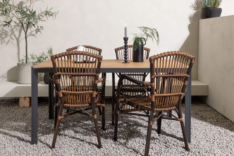 Break Matgrupp 150 cm + 4 st Galera Karmstolar Brun - Brun - Utemöbler - Utegrupp - Matgrupper utomhus