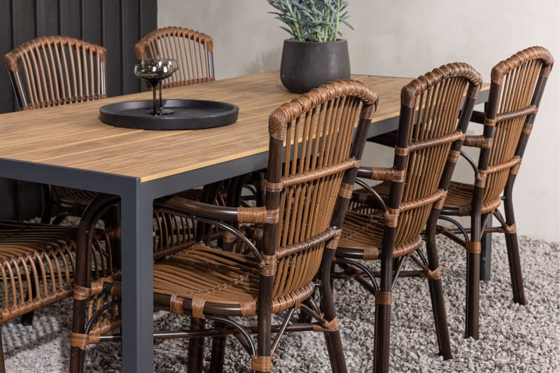 Break Matgrupp 205 cm + 6 st Galera Karmstolar Brun - Brun - Utemöbler - Utegrupp - Matgrupper utomhus